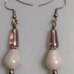 Elegant Tan and Reddish Brown Beaded Dangle Earrings